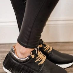Shu Shop Shoes Pepa Fringe Black Sneaker