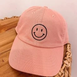 Purple Door Boutique Smiley Face Mauve Baseball Cap