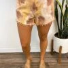 Purple Door Boutique Change Of Color Mustard Tie Dye Denim Shorts Ladies'