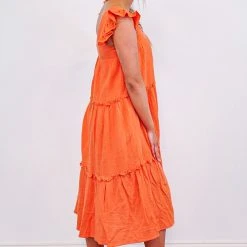 Purple Door Boutique Orange Delight Tiered Midi Dress