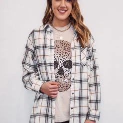 Purple Door Boutique Leopard Print Skull Taupe Tee New Arrivals