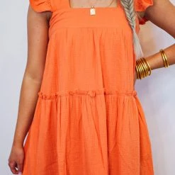 Purple Door Boutique Orange Delight Tiered Midi Dress