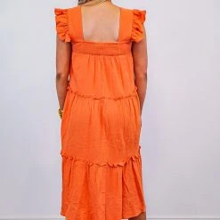 Purple Door Boutique Orange Delight Tiered Midi Dress
