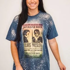 Purple Door Boutique Ladies' Elvis Presley Bleached Navy Tee