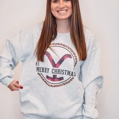 Purple Door Boutique New Arrivals Yellowstone Christmas Ash Grey Sweatshirt