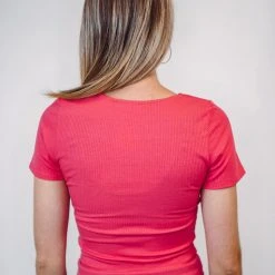 The Purple Door Boutique Better Views Coral Ribbed Top