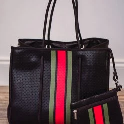 Purple Door Boutique Classy Black Neoprene Tote Bag