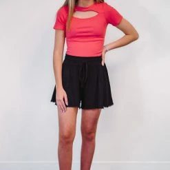 The Purple Door Boutique Better Views Coral Ribbed Top