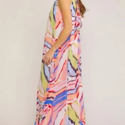 Purple Door Boutique Orange Multicolor Halter Maxi Dress New Arrivals
