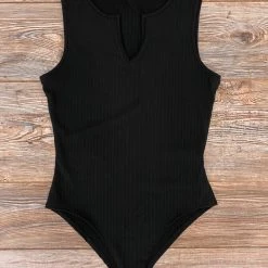 Purple Door Boutique Basic Black Ribbed Bodysuit New Arrivals