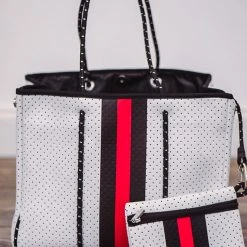 Purple Door Boutique Classy White Neoprene Tote Bag