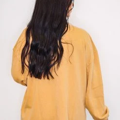 Purple Door Boutique Washed Terry Knit Mustard Top