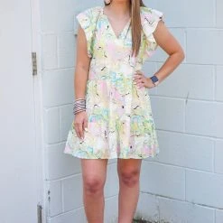 New Arrivals Buddy Love Ronnie Mini Dress Citron Marble