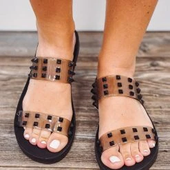Purple Door Boutique Swimwear Captiva Studded Black Sandals