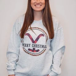 Purple Door Boutique New Arrivals Yellowstone Christmas Ash Grey Sweatshirt