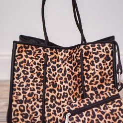 Purple Door Boutique Purses/Totes Cheetah Print Neoprene Tote Bag