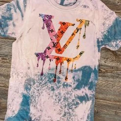 Purple Door Boutique Colorful LV Acid Wash Slate Tee