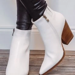 Purple Door Boutique Essence White Pointy Toe Booties