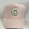 Distressed Vintage Couture New Arrivals Pink Smile Trucker Hat