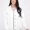 Purple Door Boutique Better With Studs White Denim Jacket Ladies'