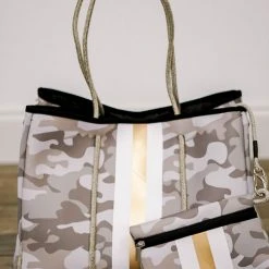 Purple Door Boutique Fall Camo Neoprene Tote Bag Purses/Totes