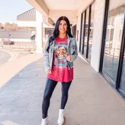 Purple Door Boutique Distressed Baby Studded Denim Jacket