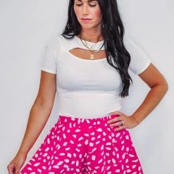 Purple Door Boutique Hot Pink Dalmatian Spotted Elastic Shorts