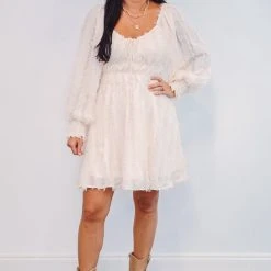 Purple Door Boutique Sweetheart Fringe Cream Dress Summer SALE