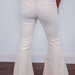 Purple Door Boutique Rhinestone Fringe Ivory Flared Jeans Ladies'