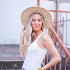 Purple Door Boutique New Arrivals Off White Basic Knit Tank