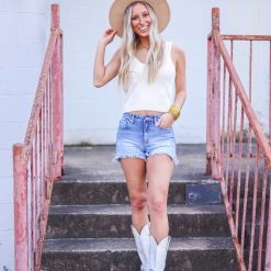 Purple Door Boutique New Arrivals Off White Basic Knit Tank