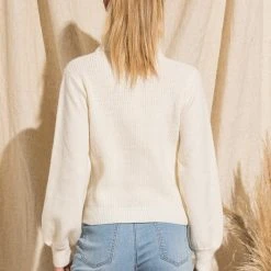 Purple Door Boutique Ivory Cut Out Ribbed Sweater