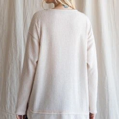 Purple Door Boutique Waffle Knit Life Ivory Top New Arrivals