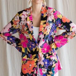 Purple Door Boutique Ladies' Summer Wishes Black Floral Blazer
