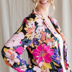 Purple Door Boutique Ladies' Summer Wishes Black Floral Blazer