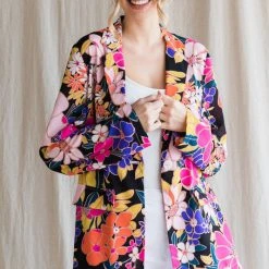 Purple Door Boutique Ladies' Summer Wishes Black Floral Blazer