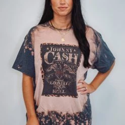 Purple Door Boutique Ladies' Johnny Cash Leopard Charcoal Tee