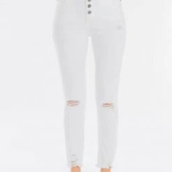 Kan Can Jeans Kan Can Super High Rise White Distressed Skinny Jeans Summer SALE