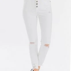 Kan Can Jeans Kan Can Super High Rise White Distressed Skinny Jeans Summer SALE
