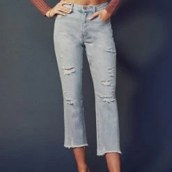 Kan Can Jeans Kan Can High Rise Distress Straight Fit Jeans