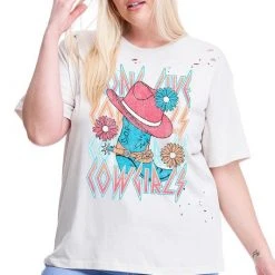 Purple Door Boutique Long Live Cowgirls Khaki Tee