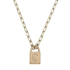 Canvas Jewelry Canvas Kinsley Padlock Initial Necklace Worn Gold