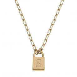 Canvas Jewelry Canvas Kinsley Padlock Initial Necklace Worn Gold
