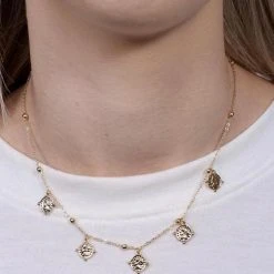 Purple Door Boutique Krystal Necklace With Coin Charms Gold