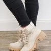 Purple Door Boutique Shoes Saffi Faux Fur Beige Boot