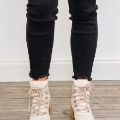 Purple Door Boutique Shoes Saffi Faux Fur Beige Boot