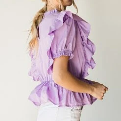 Purple Door Boutique Charming Lavender Peplum Top New Arrivals