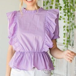 Purple Door Boutique Charming Lavender Peplum Top New Arrivals