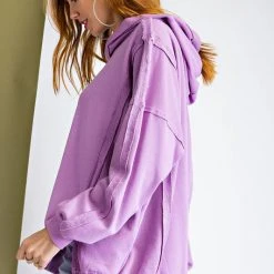 Purple Door Boutique Saturday Morning Washed Lavender Hoodie