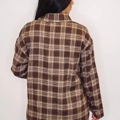 Purple Door Boutique New Arrivals Classically Flannel Coffee Plaid Top